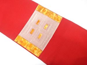 格子模様織り出し　名古屋帯